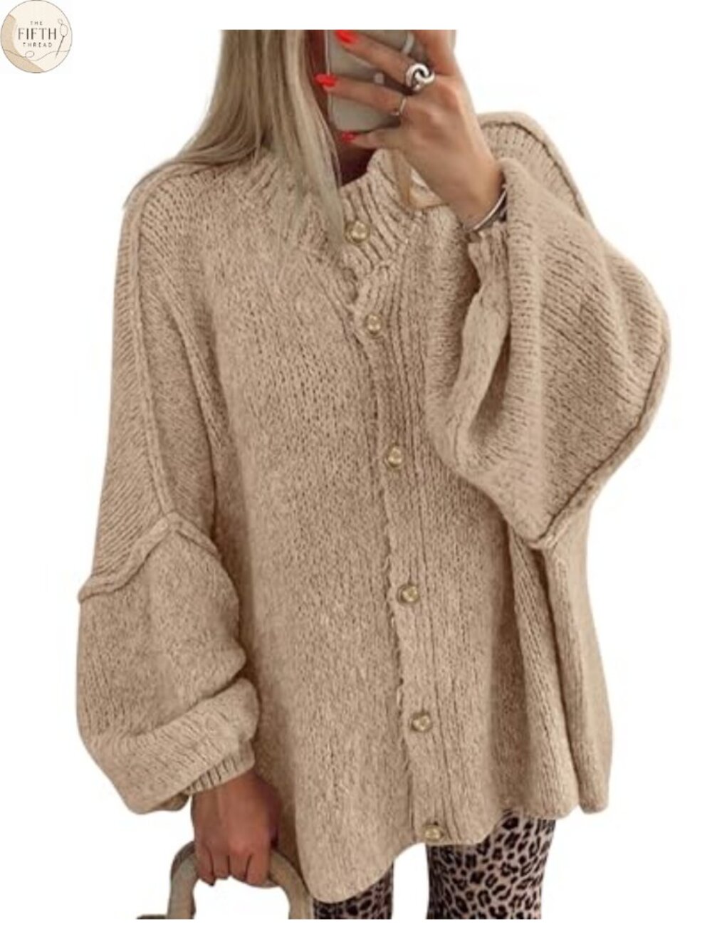 Oversized Button Down Cardigan Sweater Women Open Front Long Sleeve Casual